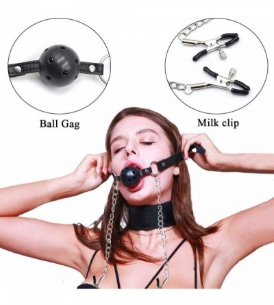 Gags & Muzzles Ball Gag with Nipple Clamps Breathable Adjustable Nipple Clips SM Nipple Teasers Breast Sensual Bondage - C112...