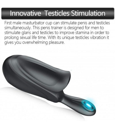 Male Masturbators Penis Trainer Male Masturbator Cup Dual Motors- Penis Training Tool with Glans & Testicles Stimulation 10 V...