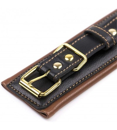 Restraints PU Leather B+D+S-M Wrist Neck Hand and Legs C-ǖ`f`f-s Bo`ndà-gé Role Play Toys (Brown) - Brown - CP18WCD460Q $32.90