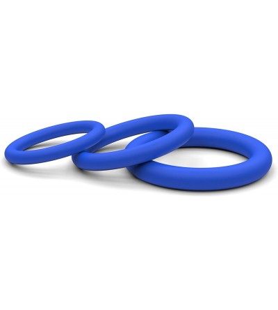 Penis Rings Super Soft Blue Cock Ring Erection Enhancing 3 Pack- 100% Medical Grade Pure Silicone Penis Ring Set for Extra St...