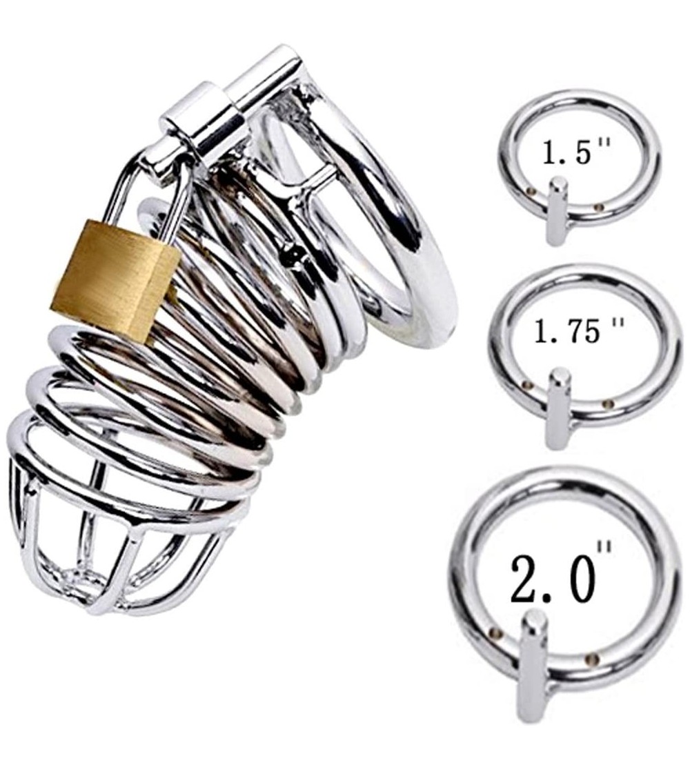 Penis Rings Stainless Steel Penis Rings Cock Cage Chastity Cage Device Sex Toy for Men-Hypoallergenic Bondage Gear 1.5"/1.75"...