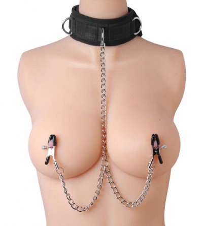 Restraints Bondage Collar and Nipple Clamp Set - C311JU6KX1X $46.71
