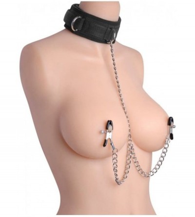Restraints Bondage Collar and Nipple Clamp Set - C311JU6KX1X $19.41