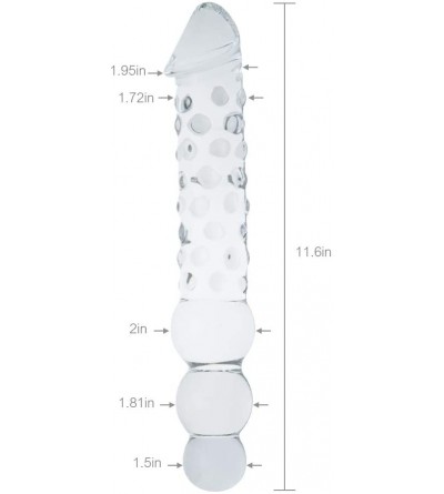 Dildos Super Big 11.8 Inch Transparent Crystal Penis Double Head Glass Dildo with 3 Big Beads Female Masturbation G-spot Stim...