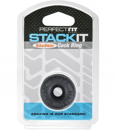 Penis Rings Stackit Cock Ring- Stackable- SilaSkin- Stretchy- Comfortable- Snug Fit- Black - CU12NFD87F5 $10.18