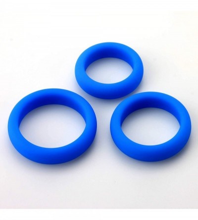Penis Rings Flat Inside Cock Ring 36mm- 41mm- 45mm Blue Three Sizes 1.4 inch- 1.6 inch and 1.8 inch Inner Diameters - Blue - ...