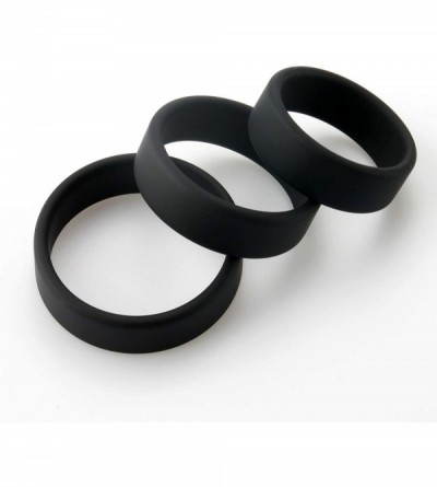 Penis Rings Flat Band-Style Cock Ring 38mm- 43mm- 48mm Black Three Sizes 1.5"- 1.7" and 1.9" Inner Diameters - Black - CR18I2...