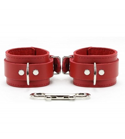 Restraints Alexis Wrist and Ankle Cuffs Handmade Lambskin Leather Handcuffs and Leg Cuffs - Red - C218022KLMU $22.67
