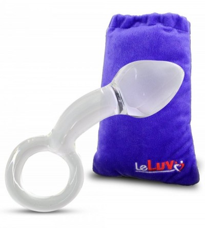 Anal Sex Toys Butt Plug Glass Anal Massager Prostate Ring Handle Large Clear Bundle with Premium Padded Pouch - Clear - CL11F...