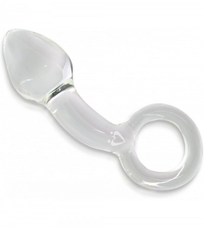 Anal Sex Toys Butt Plug Glass Anal Massager Prostate Ring Handle Large Clear Bundle with Premium Padded Pouch - Clear - CL11F...