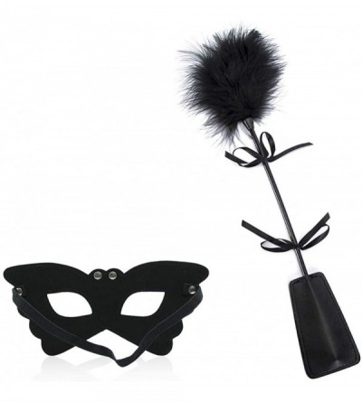 Paddles, Whips & Ticklers Feather and Black Blindfold Comfortable for Couples Game Gift - Black1 - CT199IIYGAL $14.31