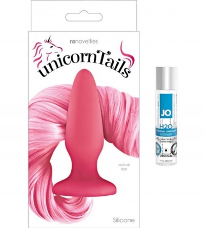 Anal Sex Toys Silky Smooth Silicone Unicorn Tail Butt Plug (Pink) Perfect for Cosplay and Jo H20 Water Based Lube (1 Oz.) - C...