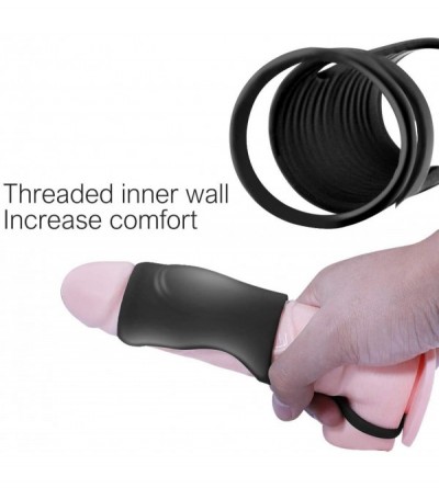 Penis Rings Reusable Vibrating Penis Sleeve Cock Ring Erection Enhancer (Black) - Black - C712B6GSYRJ $9.98