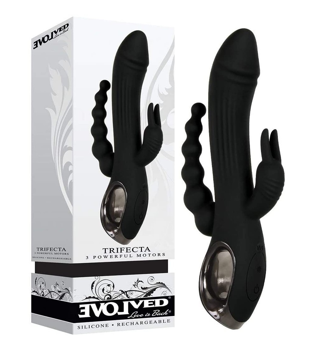 Vibrators Love Is Back - Trifecta - 3 Powerful Motors - Rechargeable Silicone Rabbit-Style Triple Stimulator - Anal- Vaginal ...