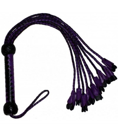 Paddles, Whips & Ticklers Black and Purple 100% Genuine Leather Flower Tipped Flogger - Fantasy Whip - C411OE8KMWR $101.29