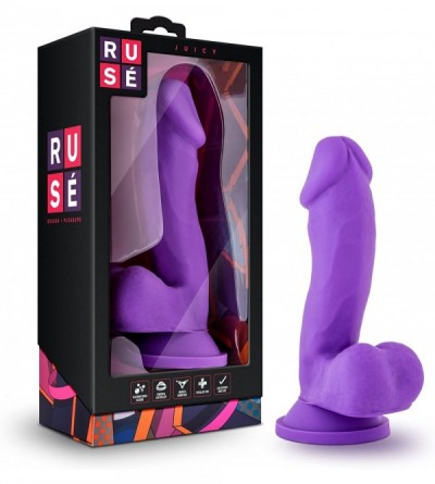 Anal Sex Toys Ruse - Juicy - 7.25" Realistic Feel G Spot Stimulating Curved Dildo - Cock and Balls Dong - Suction Cup Harness...