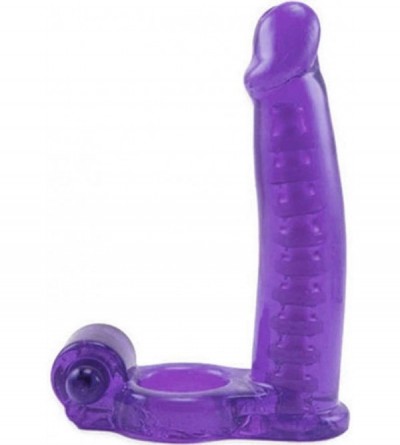 Penis Rings 6" Ultra Flexible Wireless Vibrating Double Penetration Cock Ring Dildo with Removable Bullet (Purple) Vagina- Cl...