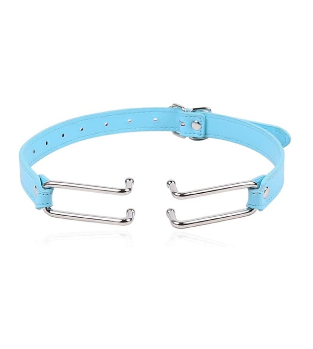 Gags & Muzzles Bondage Restraint Leather Mouth Gag - Metal Mouth Hook Adjustable Buckle Cream Blue Strap for Couple Sex Game ...