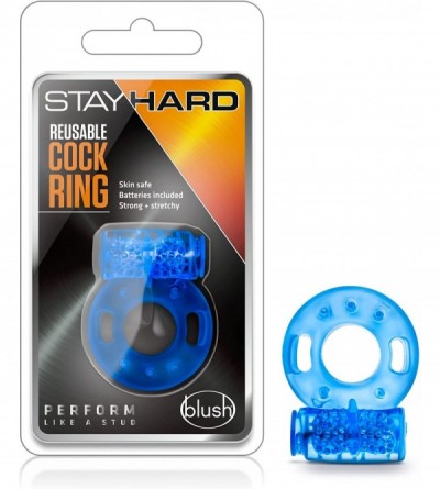 Penis Rings Stay Hard - Reusable Vibrating Cock Ring - Blue - CD11L3MGK4V $19.83