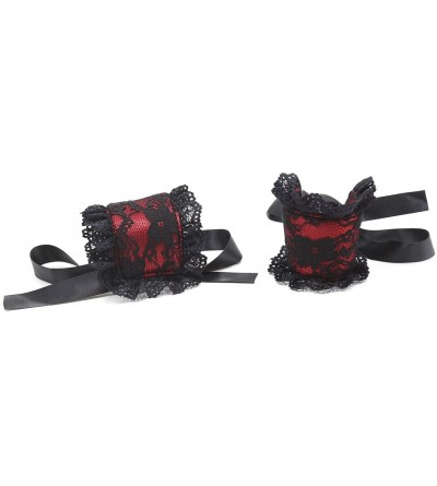 Blindfolds Lace Blindfold Fetish Eye Mask SM Bondage Restraints Wrist Handcuffs for Flirting Couples (Red+Black) - Red+black ...
