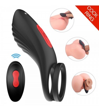 Penis Rings Men's Double Vibrating Head Cock Ring Silicone Ring- 9 Speed Vibration Soft and Comfortable Silicone Ring- Wearab...