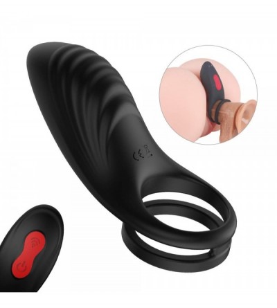 Penis Rings Men's Double Vibrating Head Cock Ring Silicone Ring- 9 Speed Vibration Soft and Comfortable Silicone Ring- Wearab...