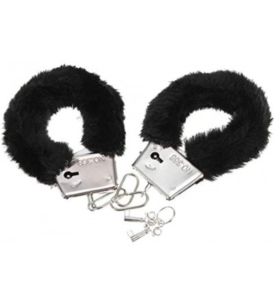 Restraints Fashion Party Fuzzy Handcuffs - Black - C718Y8XQD8L $22.37