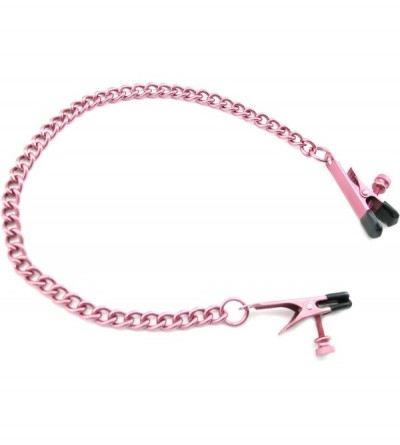 Restraints Nipple Clamps- Alligator with Chain- Pink - Pink - CN112E5UQTB $11.54