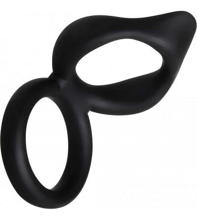 Penis Rings Silicone Dual Ring Clitoral Tickler- Black - CW18S4E09K9 $11.74