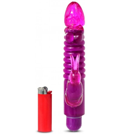 Anal Sex Toys Wireless 8 Inch Ribbed Rabbit Vibrator with Anal Tickler - Violet - Waterproof Multispeed Vibrating Dildo - Rat...