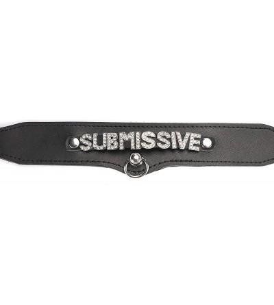 Restraints Genuine Wide Leather Collar with Diamond Decorating Word (Submissive) - Submissive - CT12HD14ASH $15.30