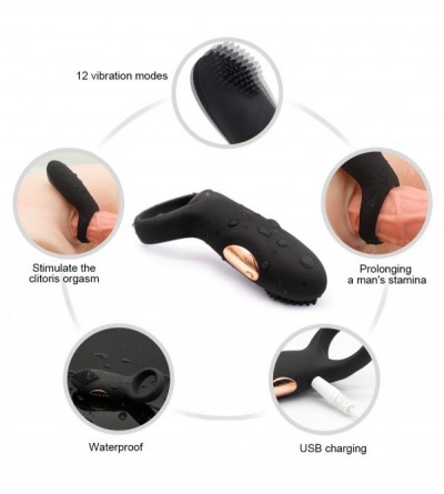 Penis Rings Effective Time Delay Massager Pennis Rings for Men Frequency Vibration Silicone Massage Ring Waterproof- Bendable...