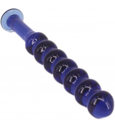 Anal Sex Toys 7 Beads Glass Pleasure Toys- Anal Training Butt Plug for Beginners (Deep Blue) - Deep Blue - CE18L54X2XU $11.46