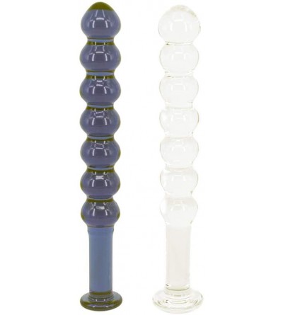 Anal Sex Toys 7 Beads Glass Pleasure Toys- Anal Training Butt Plug for Beginners (Deep Blue) - Deep Blue - CE18L54X2XU $11.46