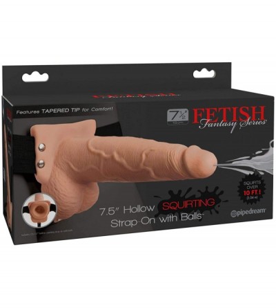 Dildos Fetish Fantasy Series 7.5" Hollow Squirting Strap-on with Balls- Flesh - CF18XX8T75L $18.23