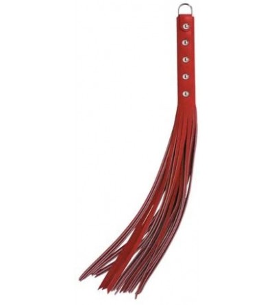 Paddles, Whips & Ticklers Leather Strap Whip- Red- 20 Inch - Red - CF112E32SBH $67.03