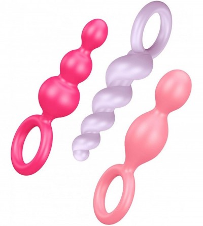 Novelties Anal Plugs 3 Piece Set - 3 Different Shapes in Soft Silicone with Increasing Diameter- Retaining Ring - Ideal for B...