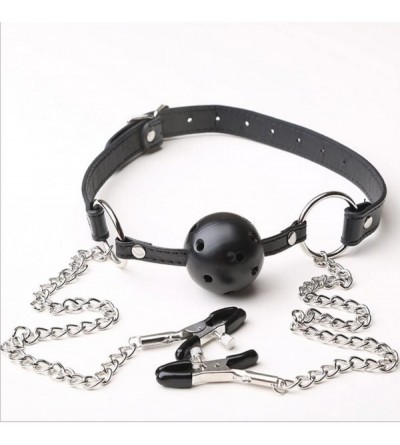 Restraints Sex Stimulator Breast Nipple Clamps Chain Clips Mouth Gag Steel BDSM Sex Toys Adult Games - C118EYUTCCC $8.31