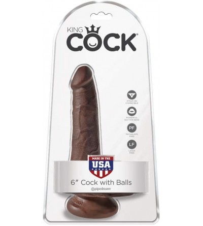 Dildos King Cock 6in Cock with Balls- Brown - CT186Y2WOK6 $15.92