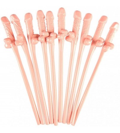 Novelties 10 Pecker Penis Shaped Willy Drinking Straws Bachelorette Bachelor Party Wedding - Nude - CC1827L6LCG $18.86