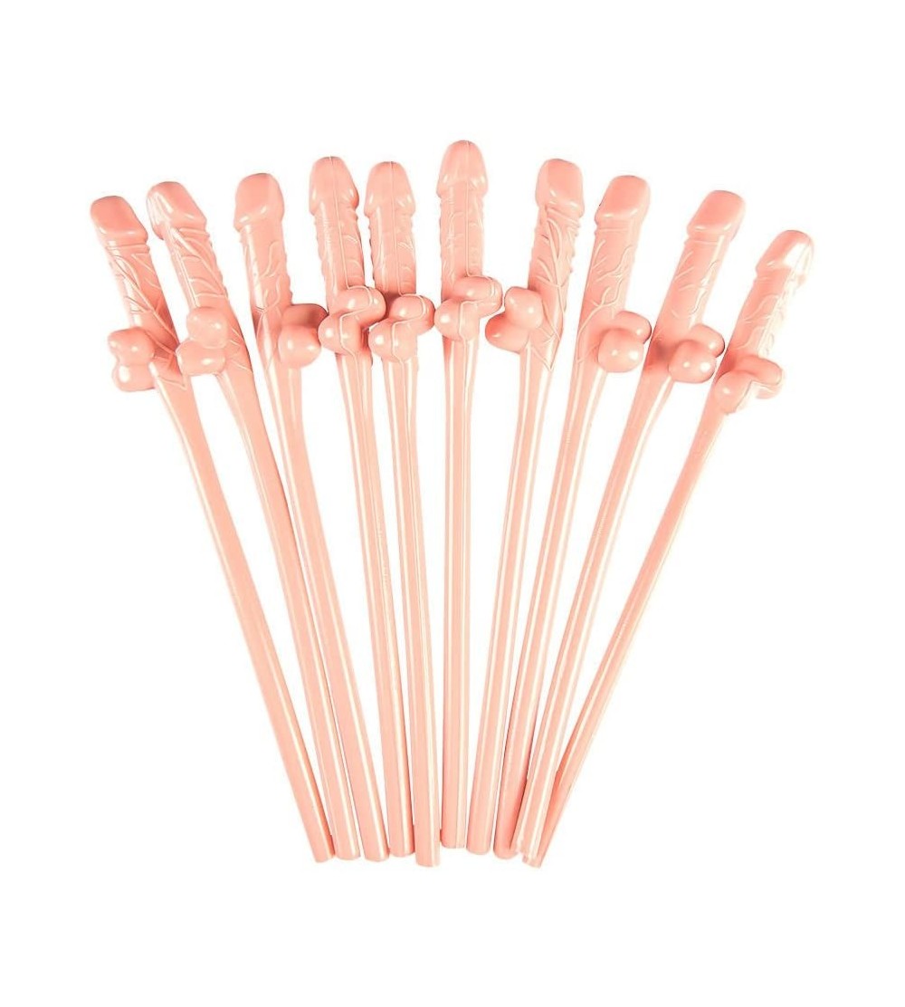 Novelties 10 Pecker Penis Shaped Willy Drinking Straws Bachelorette Bachelor Party Wedding - Nude - CC1827L6LCG $5.39