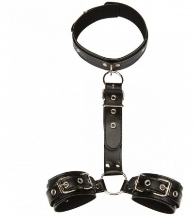 Restraints New Women Lingerie Collar Handcuffs Wrist Tied Hand Toy - Black - CZ18QUOORC3 $23.77