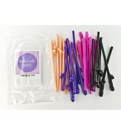 Novelties 24-Pack Naughty Sipping Straws for Bridal & Bachelorette Party - Multi-Color Lil' Peckers (24) - CJ12GX2POZV $10.18