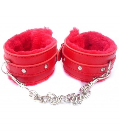Restraints PU Leather Handcuffs Soft Wrist Cuffs - Red - CO197N872G5 $23.49