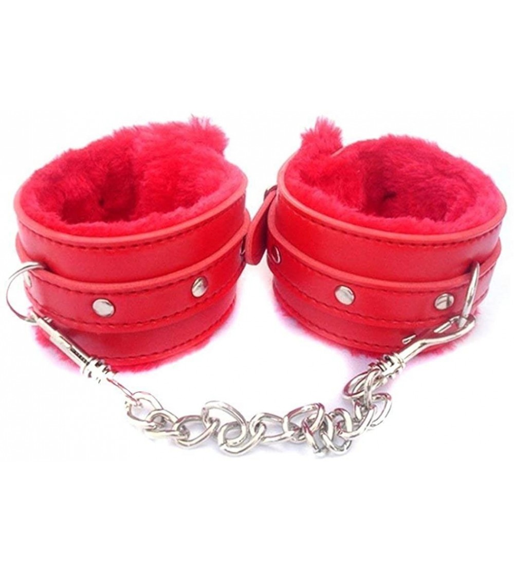 Restraints PU Leather Handcuffs Soft Wrist Cuffs - Red - CO197N872G5 $11.59