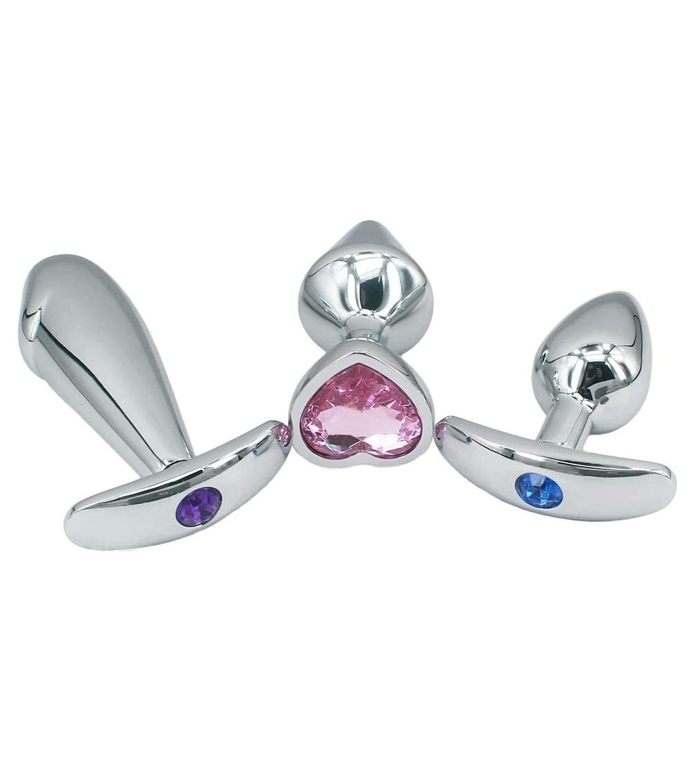 Anal Sex Toys 3 pcs Metal Jeweled Anal Butt Plugs- Anal Sex Toys Trainer Kit for Beginners - CU18KMK9HYA $22.84