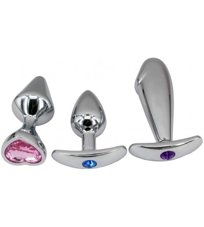 Anal Sex Toys 3 pcs Metal Jeweled Anal Butt Plugs- Anal Sex Toys Trainer Kit for Beginners - CU18KMK9HYA $22.84