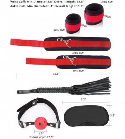 Restraints Extreme 11-Piece Restraints Kit Under Bed Bondage Ankle Wrist Cuff Restraint Set with Blindfold Ball Gag Whip Valu...