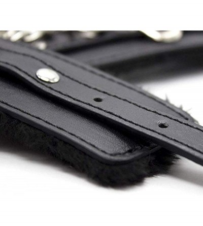 Restraints Soft Fur Leather Adjustable Handcuffs-Costume Accessoire - Black-2 - C819395060I $14.54