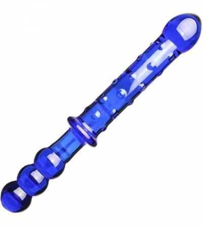 Dildos Crystal Glass Pleasure Wand Dildo Penis - Blue Glass Dotted Double Head Design Personal Massager Anal Sex Toy - C3128Q...